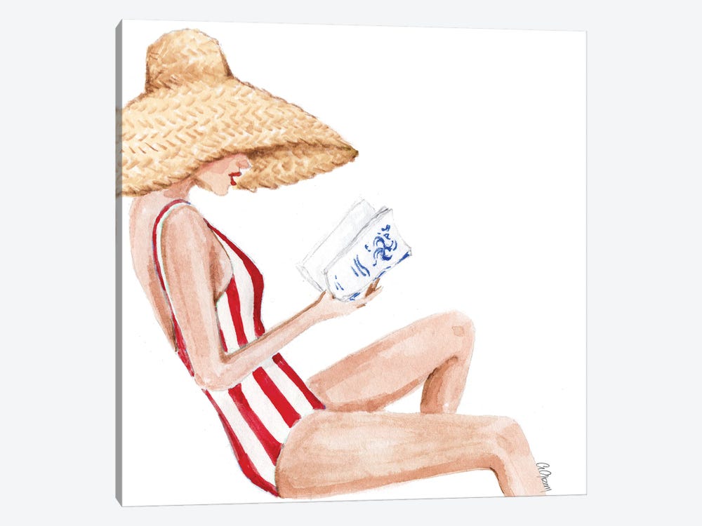 Book And Straw Hat by Style of Brush 1-piece Art Print