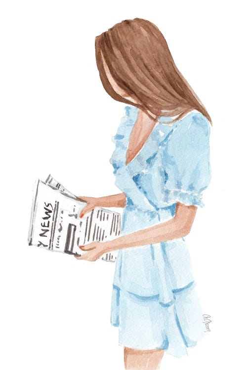 The Woman With Newspaper by Style of Brush wall art