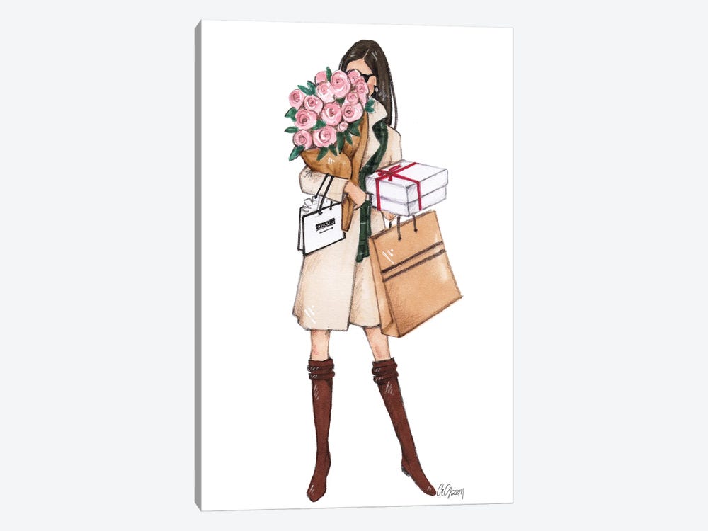 Shopping And Flowers by Style of Brush 1-piece Art Print