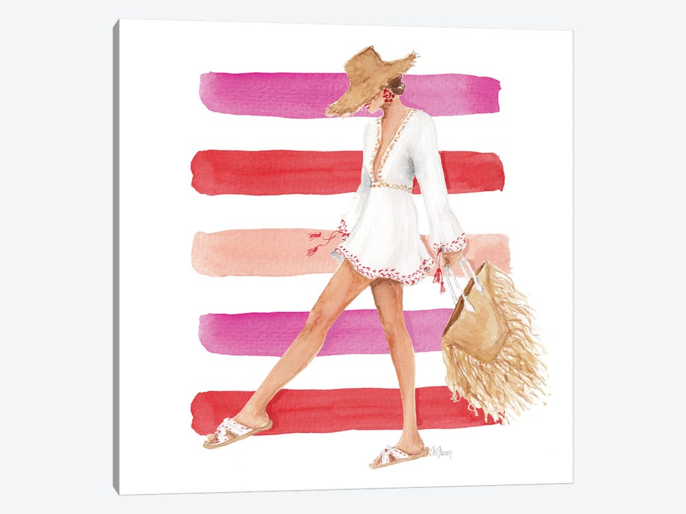Summer Pink Fashion by Style of Brush 1-piece Canvas Art Print