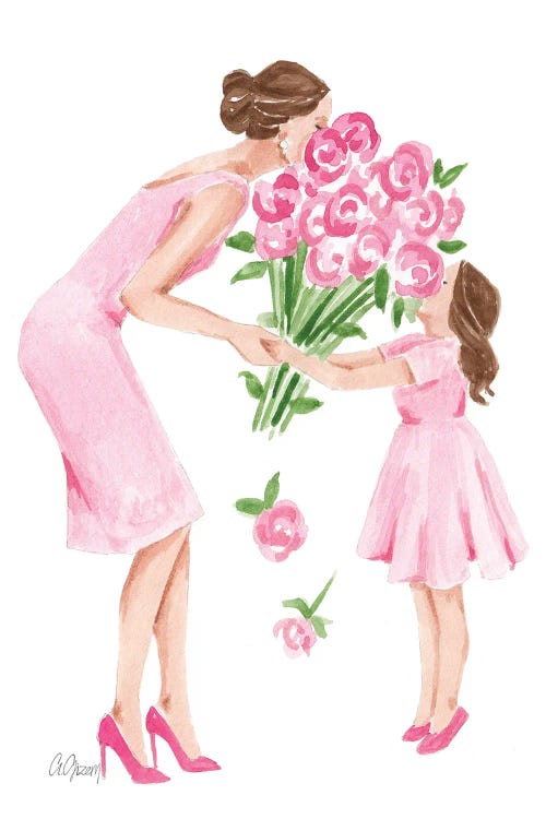 Mother And Daughter With Flowers