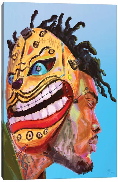 Masked Canvas Art Print - Afrofuturism