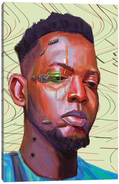 Tech Man Canvas Art Print - Afrofuturism