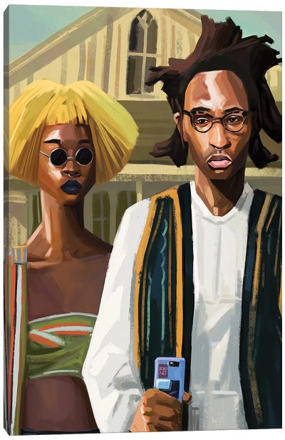 Afro Gothic Canvas Art Print - American Gothic Reimagined