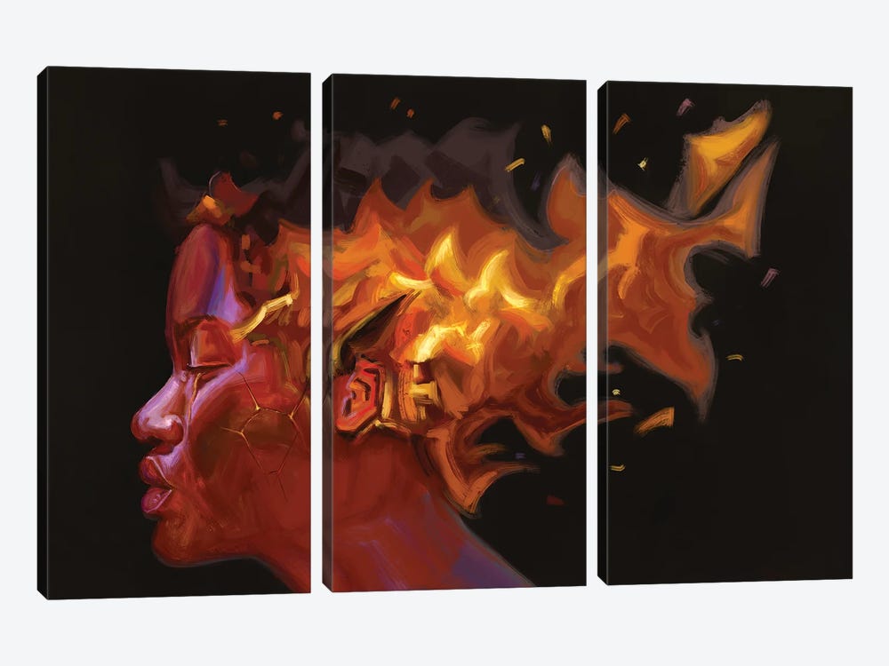 Burning Flame by Sam Onche 3-piece Canvas Artwork