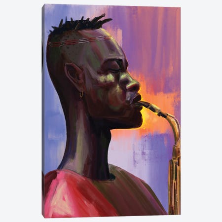 Trumpet Boy Canvas Print #SOC7} by Sam Onche Art Print
