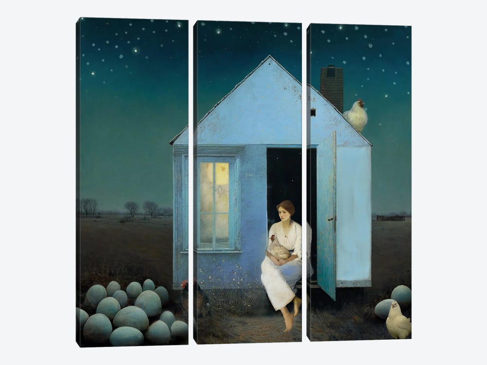 Night Layers At Marcies Midnight Henhouse by Somnmigratory Studio 3-piece Art Print