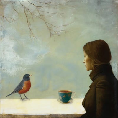 Ernest And Annabelle Debate Blossoms In April by Somnmigratory Studio canvas print