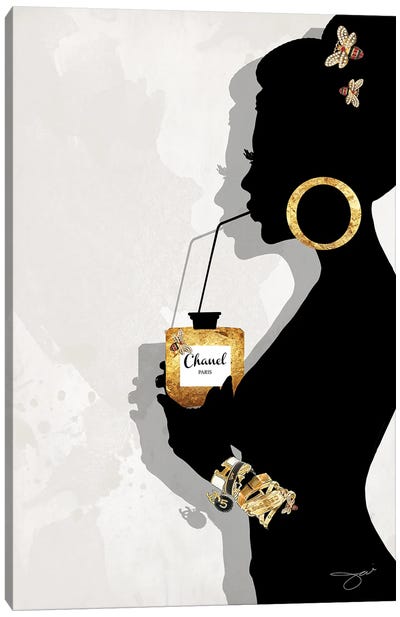 Sipping Couture Canvas Art Print - Chanel Art