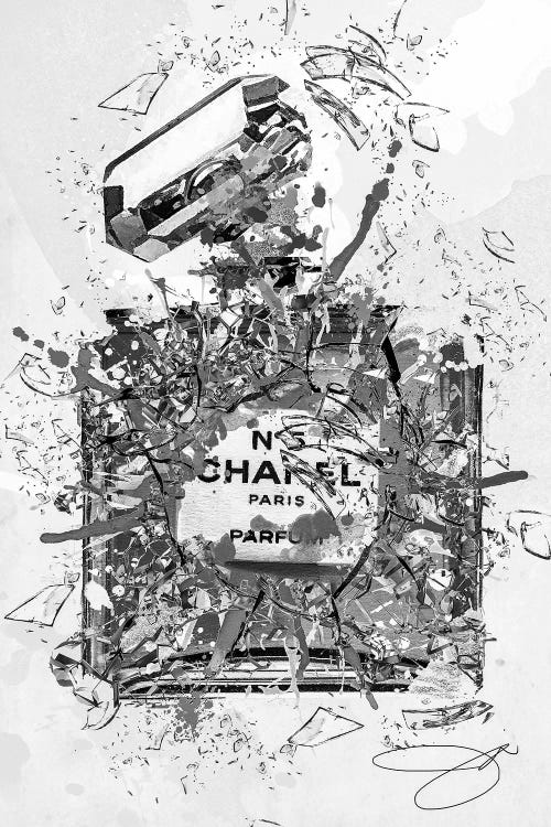 Framed Canvas Art (White Floating Frame) - Enough Already Grey by Studio One ( Fashion > Fashion Brands > Chanel art) - 26x18 in