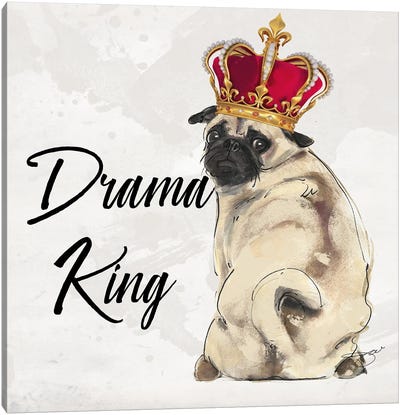 King Pug Canvas Art Print - Pug Art