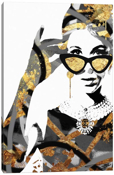 Excuse Me Canvas Art Print - Gold & Silver