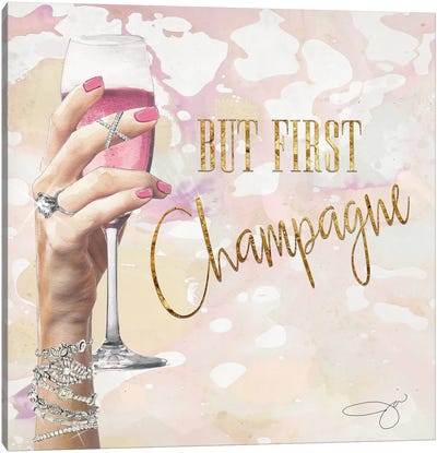 But First Canvas Art Print - Champagne Art