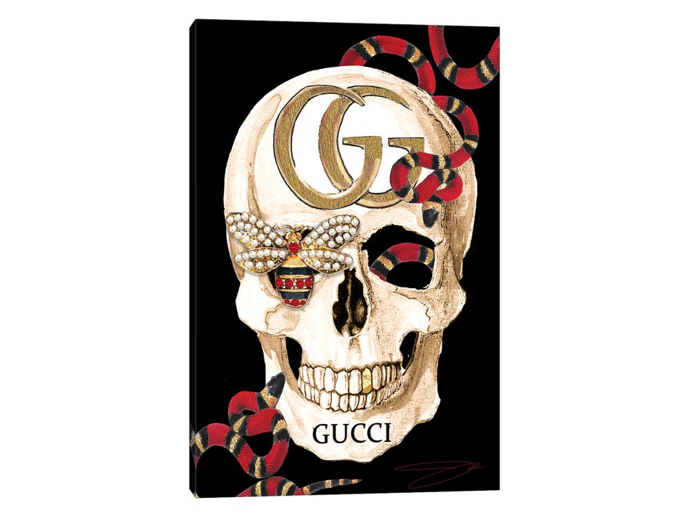 iCanvas Gucci Skull II Art by Studio One Canvas Art Wall Decor ( Fashion > Fashion Brands > Gucci art) - 18x12 in