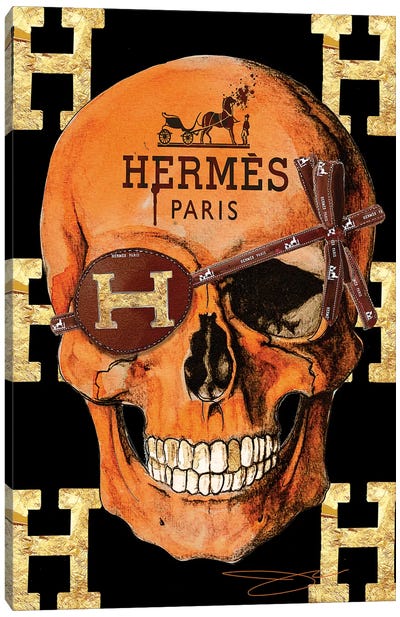 Hermes Skull Canvas Art Print - Gold