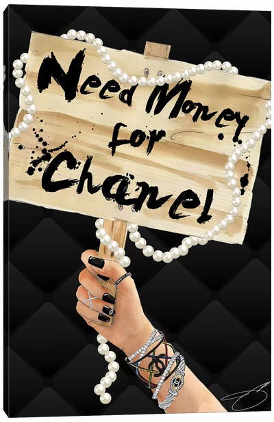 Need Chanel Canvas Art Print - Black, White & Gold Art