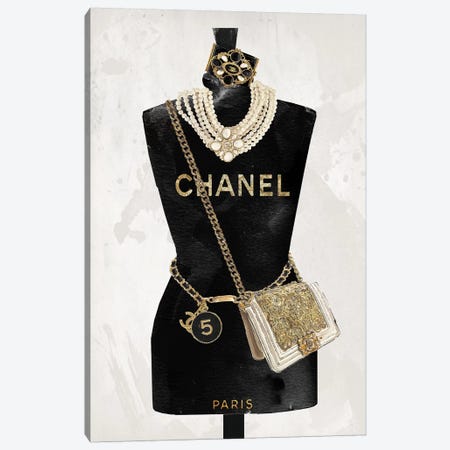 black and gold chanel wall art