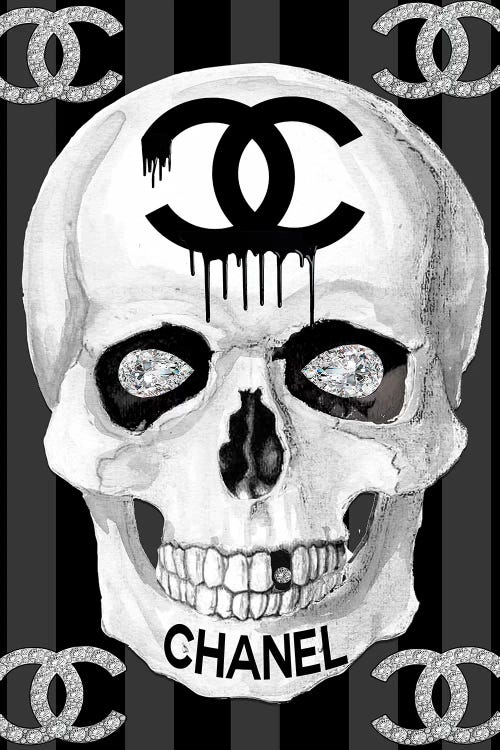 Framed Canvas Art (Gold Floating Frame) - Chanel Skull by Studio One ( Fashion > Fashion Brands > Chanel art) - 40x26 in