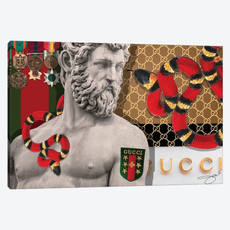 Cece Guidi Canvas Wall Decor Prints - Girl Wearing A Gucci Snake Dress ( Fashion > Fashion Brands > Gucci art) - 40x26 in