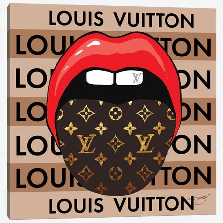 ❤️ Louis Vuitton painting red lips gold canvas print lv3