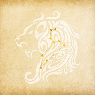 Influential Lion with Constellation by 5by5collective metal wall art