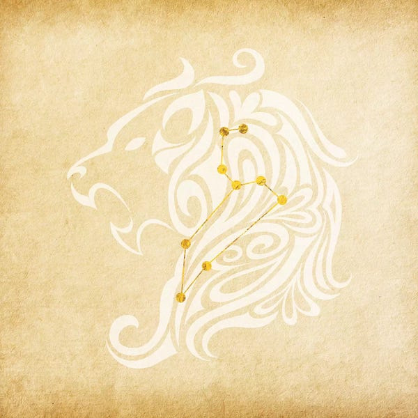 Leo: Influential Lion with Constellation by 5by5collective
