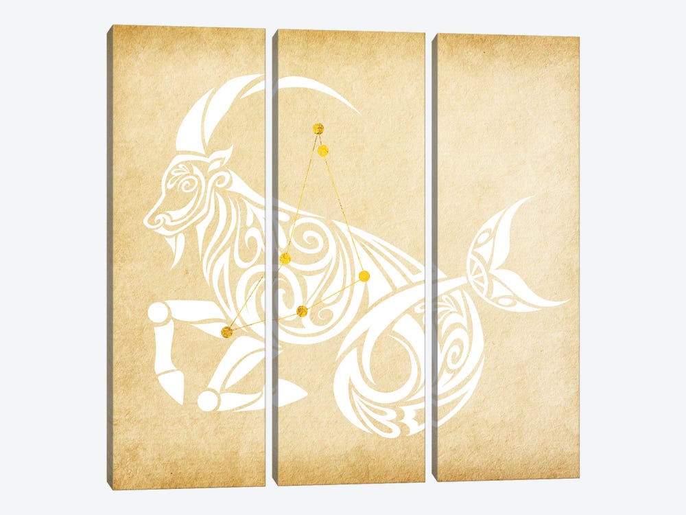 Trustworthy Sea-Goat with Constellation by 5by5collective 3-piece Canvas Print