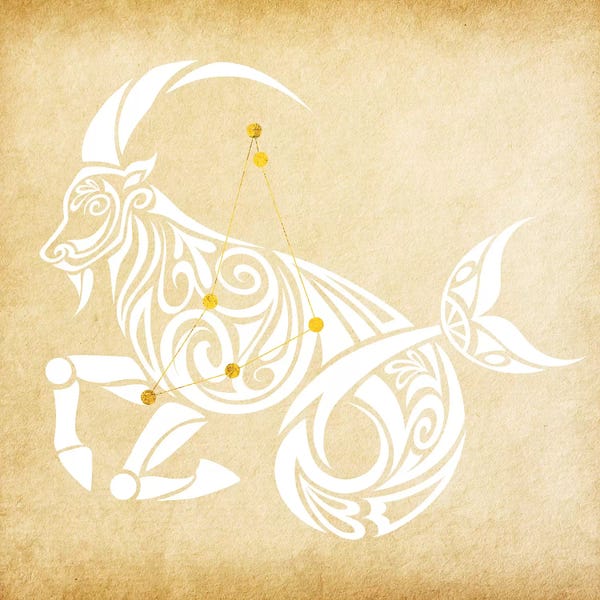 Capricorn: Trustworthy Sea-Goat with Constellation by 5by5collective