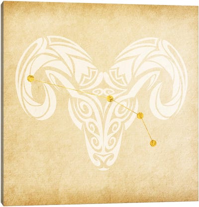 Courageous Ram with Constellation Canvas Art Print - Aries Art