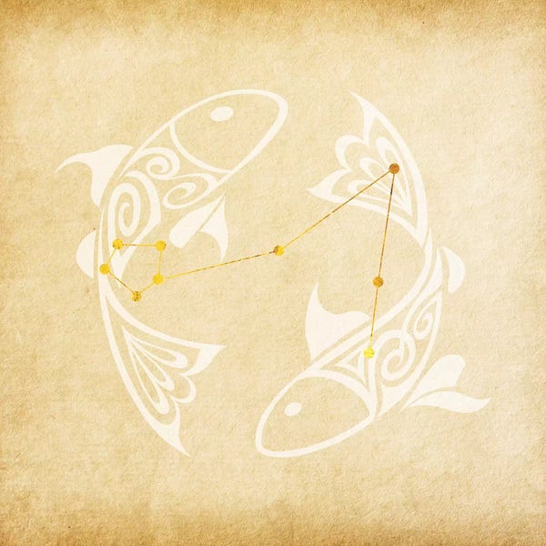 Pisces: Imaginative Fish with Constellation by 5by5collective