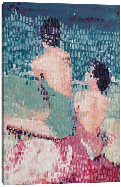 Bathers And Ice Cream Canvas Art Print - Women's Swimsuit & Bikini Art