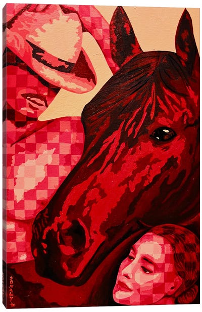 Couple And Horse Canvas Art Print - Sonaly Gandhi