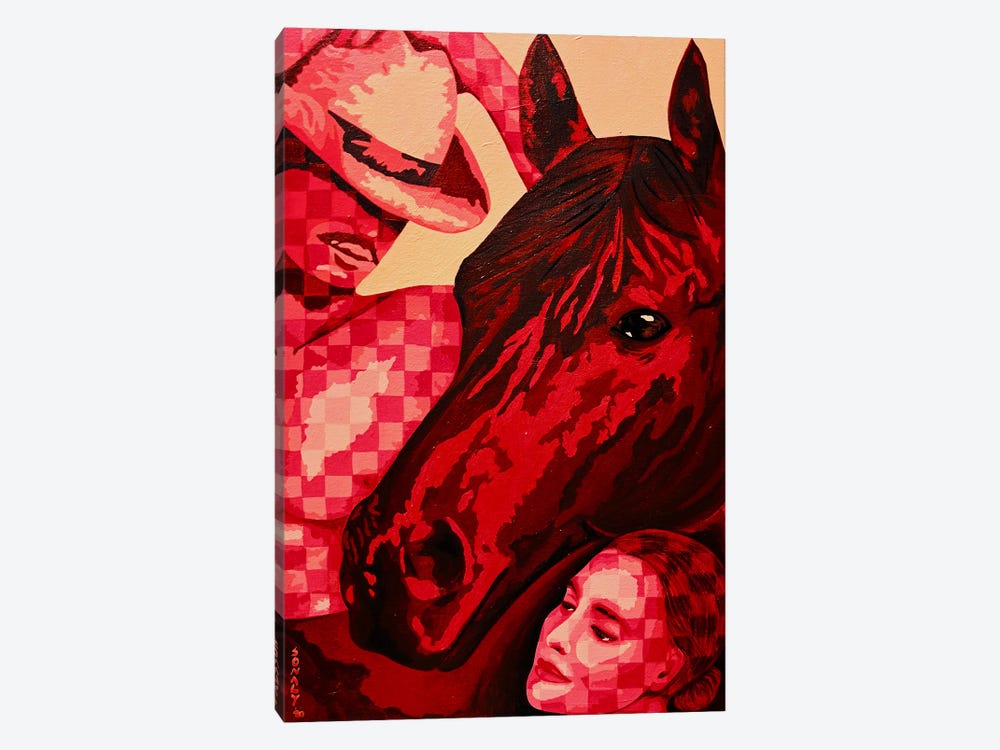 Couple And Horse by Sonaly Gandhi 1-piece Canvas Artwork