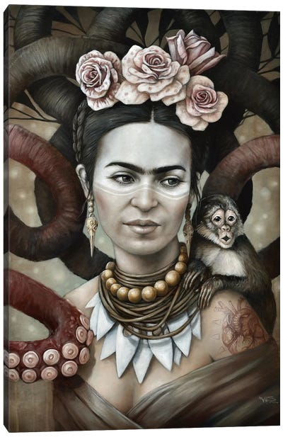 Hommage a Frida (A Tribute To Frida) II Canvas Art Print - Similar to Frida Kahlo