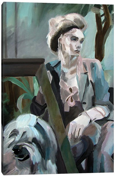 The Lady With The Dog Canvas Art Print - Svetlana Saratova