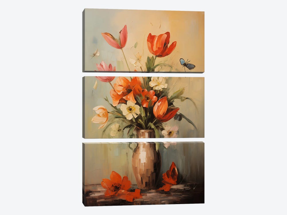 Bouquet Of Flowers In A Vase III by Svetlana Saratova 3-piece Canvas Art Print