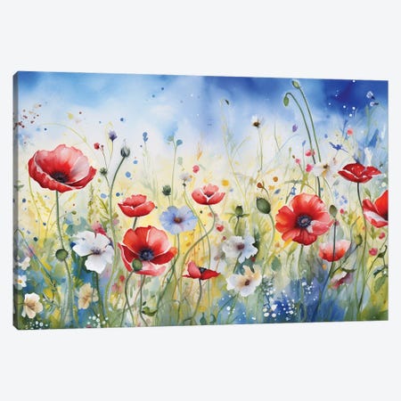 Poppies And Daisies III Canvas Print #SOV206} by Svetlana Saratova Canvas Print