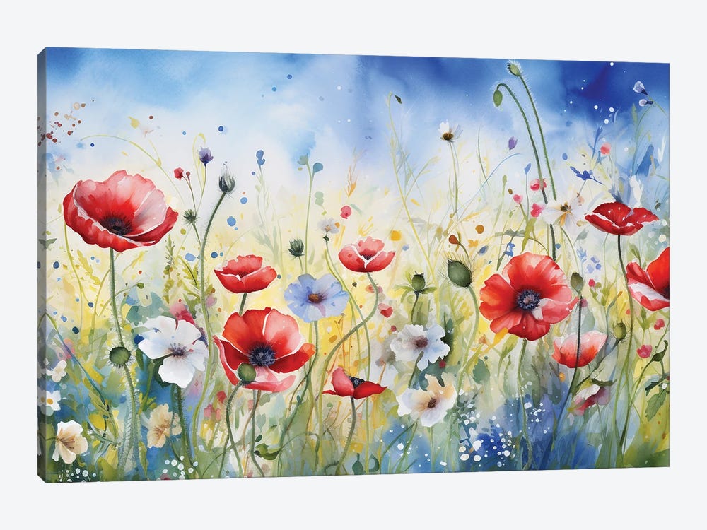 Poppies And Daisies III by Svetlana Saratova 1-piece Canvas Artwork