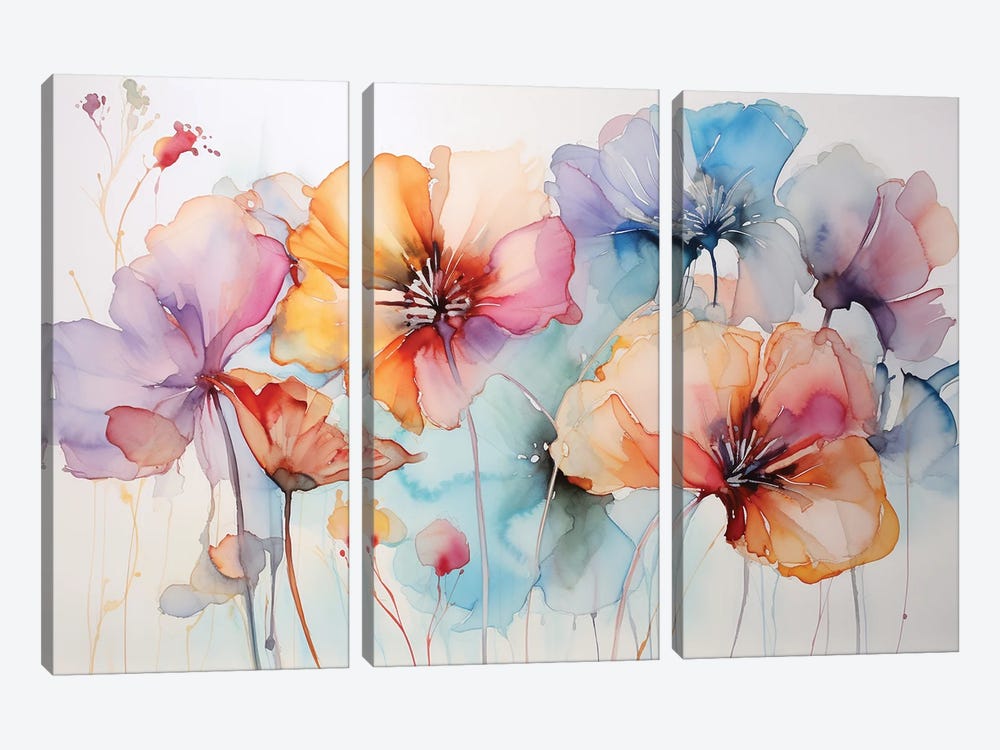 Watercolor Flowers by Svetlana Saratova 3-piece Canvas Wall Art