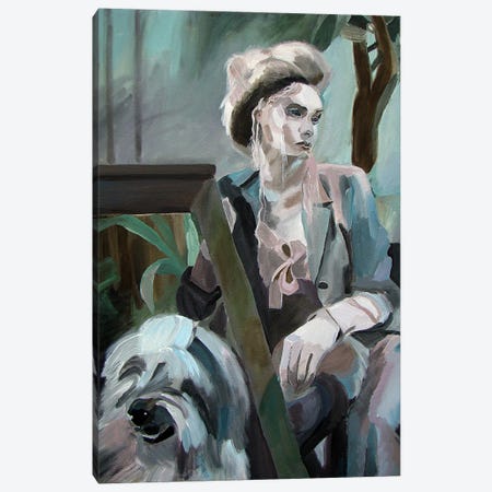 Lady With A Dog For A Walk Canvas Print #SOV29} by Svetlana Saratova Canvas Art Print