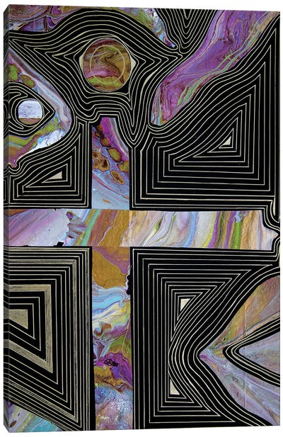 Metamorphosis, Golden Lines Collage II Canvas Art Print - Svetlana Saratova