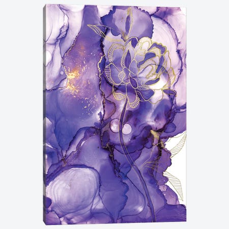 Golden Flower On Lilac Canvas Print #SOV51} by Svetlana Saratova Canvas Art