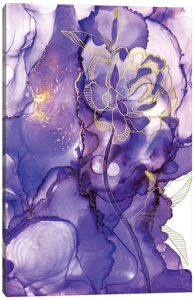 Golden Flower On Lilac Canvas Art Print - Svetlana Saratova
