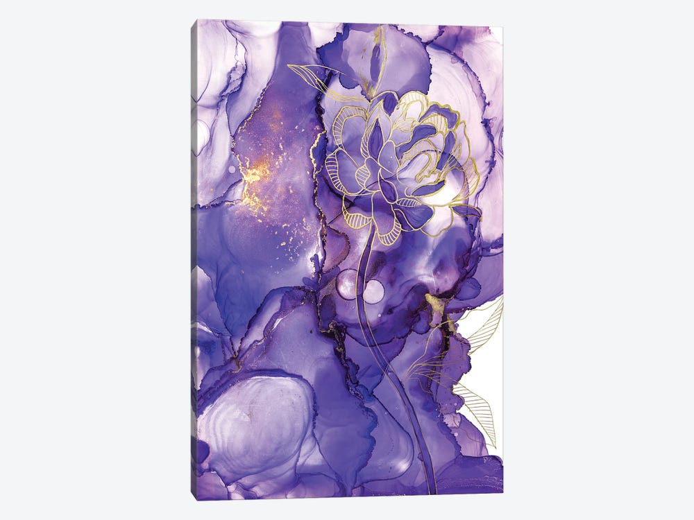 Golden Flower On Lilac by Svetlana Saratova 1-piece Canvas Art