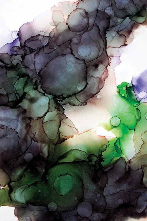 Green-Lilac Abstraction, Alcohol Ink