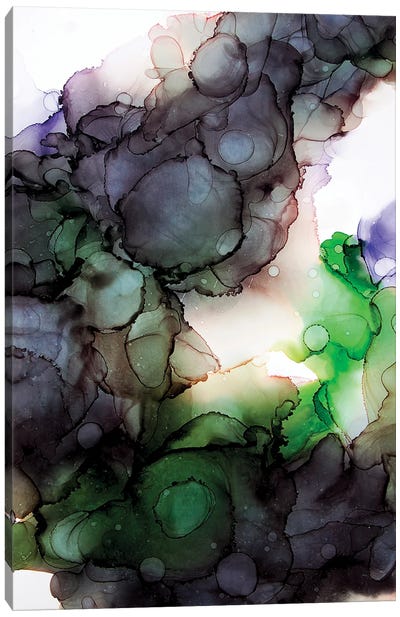 Green-Lilac Abstraction, Alcohol Ink Canvas Art Print - Svetlana Saratova