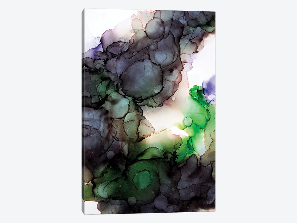 Green-Lilac Abstraction, Alcohol Ink by Svetlana Saratova 1-piece Canvas Art Print