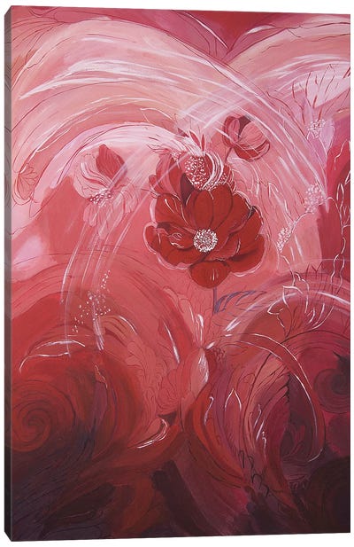 Red Abstract Flower Canvas Art Print - Svetlana Saratova