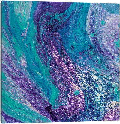 Turquoise And Lilac Abstraction Canvas Art Print - Svetlana Saratova