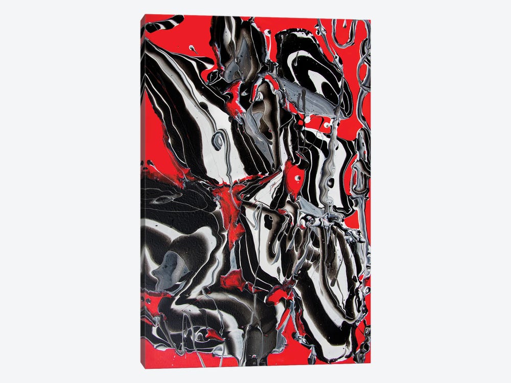 White And Black On Red by Svetlana Saratova 1-piece Canvas Art Print